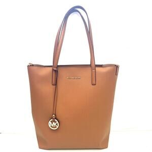 Michael Kors Camel Tan Saffiano Leather Haley Large Tote Bag Purse